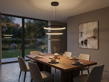 Veiling - Hanglamp Zand Zwart Trio Ring 50W LED CCT 3 Kleur, Nieuw
