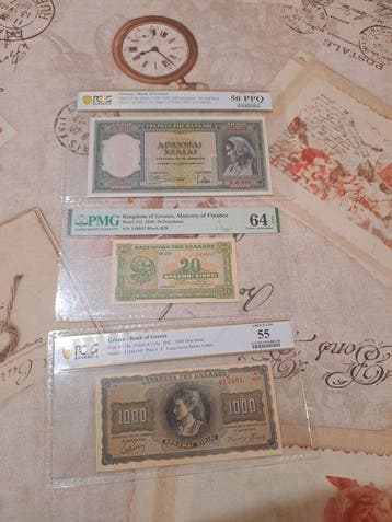 Griekenland. - 3 banknotes - all graded - various dates -