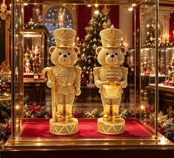Kerstdecoratie (2) - Gouden bolletjes set van 2 ***TEDDYBEER, Diversen, Nieuw