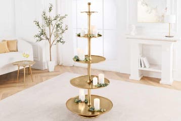 Design XXL taartplateau ABSTRACT 150cm goud metaal met vijf, Huis en Inrichting, Woonaccessoires | Vazen, Ophalen of Verzenden