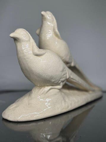Beeld, Faisans écaillés - 30 cm - Faience