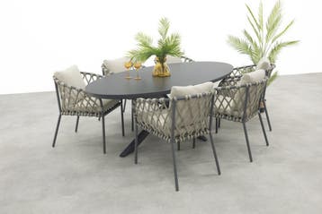 VDG Sara/Ventaro ovale tuinset 240x115 cm. - Antraciet, Verzenden, Nieuw, Overige materialen, Tuinset