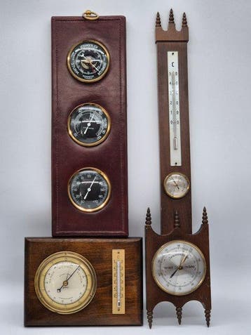 Wetterstationen-Set – Drei analoge Messinstrumente – Holz