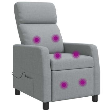vidaXL Massage Recliner Lichtgrijs Stof, Verzenden, Nieuw