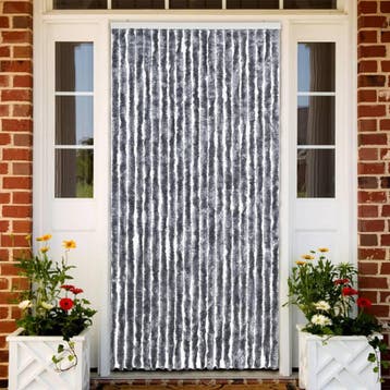 vidaXL Vliegengordijn 90x220 cm chenille zilverkleurig, Verzenden, Nieuw, Zilver