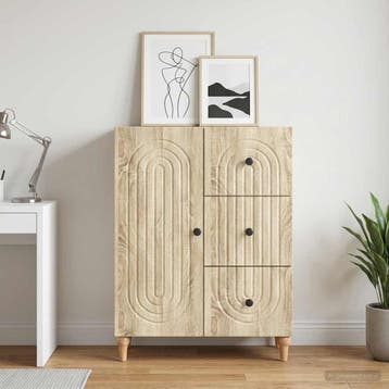 vidaXL Dressoir met lade Sonoma Eiken 66 x 34,5 x 90 cm, Verzenden, Nieuw, Overige houtsoorten, Minder dan 50 cm