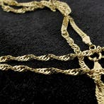 Gouden Singapore schakelketting, Sieraden, Tassen en Uiterlijk, Kettingen, Ophalen of Verzenden, Gebruikt, Overige kleuren, Goud