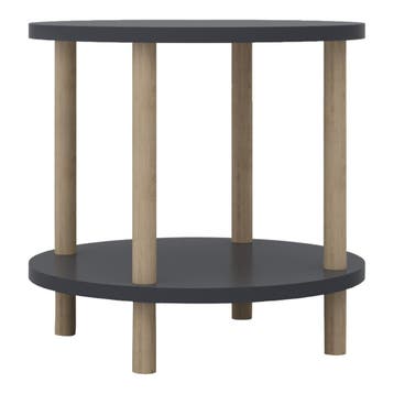 Bijzettafel Ves rond met onderblad Ø42x49 cm grijs en houtkl, Verzenden, Nieuw