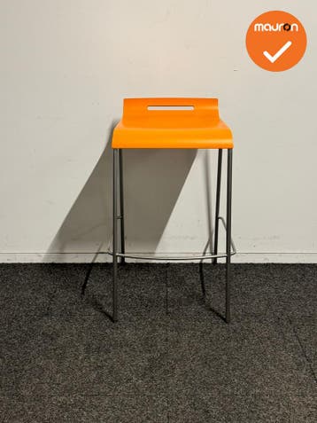 Oranje Van der Sluis Kruk – Refurbished Design met Chroom, Vergader- of Presentatieruimte, Ophalen of Verzenden, Gebruikt, Stoel