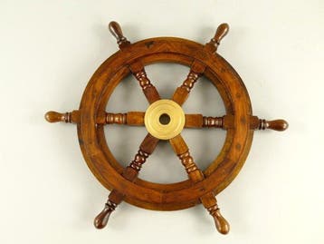 Decorative ship’s wheel - Hout, Messing - Prachtig wiel, Antiek en Kunst