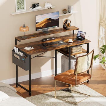 Bureau - Computertafel - Computerbureau - 100x48 cm - Bruin, Verzenden, Zo goed als nieuw