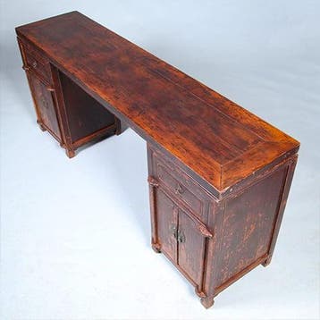Smalle lange wandtafel of sideboard  massief iepenhout prach, Ophalen of Verzenden