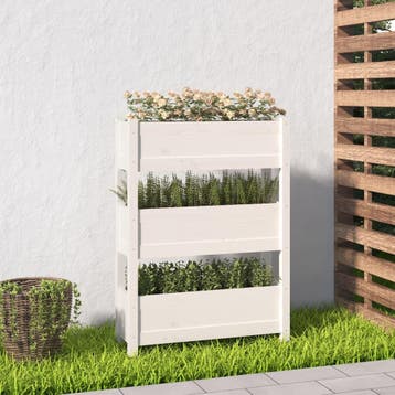 vidaXL Plantenbak 77x25x104,5 cm massief grenenhout wit, Tuin en Terras, Verzenden, Nieuw, Hout, 60 tot 100 cm