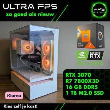 Game PC Ryzen 7 7800X3D – RTX 3070 – 16GB – 1 TB m2.0 SSD, Computers en Software, Ryzen 7 7800X3D Nieuw, Virtual Reality, Refurbished