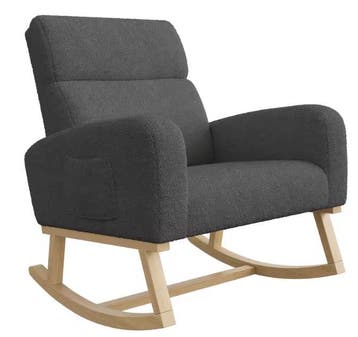 Lichtgrijze Lamsfluwelen Schommelstoel – Ergonomisch Comfort, Verzenden, Nieuw
