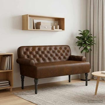 vidaXL Loungebank met knopencomfort Bruin 120 x 65 x 78 cm, Huis en Inrichting, Banken | Bankstellen, Verzenden, Nieuw, Minder dan 150 cm