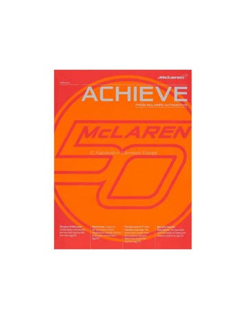 2013 MCLAREN ACHIEVE MAGAZINE ENGELS, Boeken, Nieuw, Author
