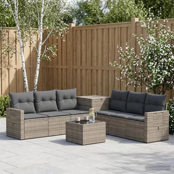 vidaXL Bankstel 8 st Grijs en Donkergrijs Poly Rattan en, Huis en Inrichting, Verzenden, Nieuw