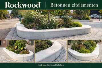 Rockwood® Betonnen bank buitenbocht 1.37m, Ophalen of Verzenden, Nieuw, Hout