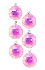 6x Discobal Ø 6 cm Klein Iridescent Roze Discobol Spiegelbol, Ophalen of Verzenden, Nieuw, Feestartikel, Carnaval