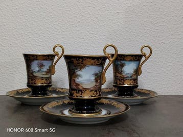 Sèvres style - Koffieservies (3) - Porselein, Goud, Antiek en Kunst