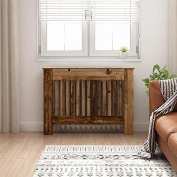 vidaXL Radiatorafdekking Oud hout 112 x 19 x 81,5 cm Bewerkt, Doe-het-zelf en Verbouw, Verwarming en Radiatoren, Verzenden, Nieuw