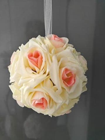 Bloemenbal Pomander RoseBall Creme Roze, Ophalen of Verzenden, Nieuw