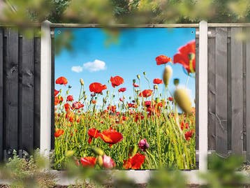 NR 1401: Tuinposter klaprozen 180x180cm, Nieuw