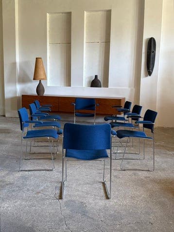 David Rowland - Stoel (8) - Howe 40/4 - Staal, Chroom, Stoff, Antiek en Kunst