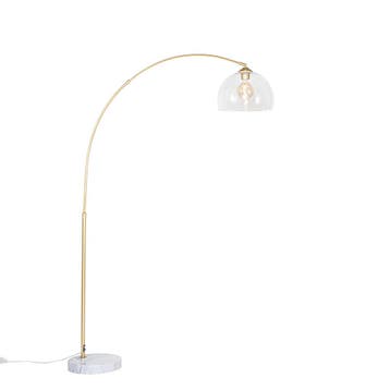 Moderne booglamp messing met helder glas - Arc, Verzenden, Nieuw, Modern