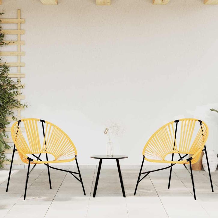 vidaXL Set tuinstoelen 3-delig poly rattan zwart en geel, Tuin en Terras, Tuinstoelen, Nieuw, Verzenden