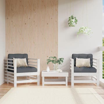 vidaXL Tuinstoelen 2 st massief grenenhout wit, Verzenden, Nieuw, Tuinset