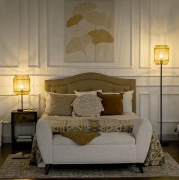 Set van 2 Lampen – Vloerlamp en Tafellamp met Linnen Kap, Huis en Inrichting, Lampen | Vloerlampen, Verzenden, Nieuw