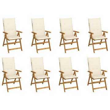vidaXL Inklapbare stoelen 8 st met kussens massief, Tuin en Terras, Verzenden, Nieuw, Hout