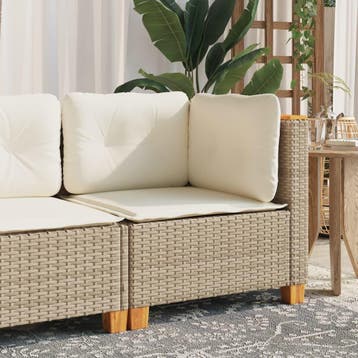 vidaXL Tuinhoekbank met kussens poly rattan beige, Verzenden, Nieuw