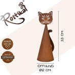 Hekkruk kat, gepatineerde metalen tuindecoratie, Verzenden, Nieuw