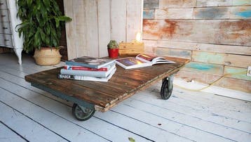 Salontafel - IJzer, Hout - Industriële trolley salontafel