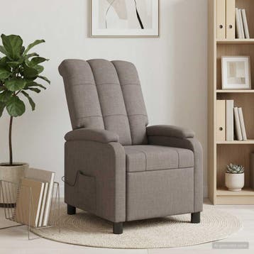 vidaXL Massage Recliner Taupe Stof, Verzenden, Nieuw