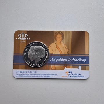 Nederland. 2 1/2 Gulden 1980 Dubbelkop (Zonder