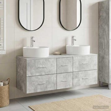 vidaXL Badkamermeubelset 3 st Betongrijs 49,5 x 44,5 x 65 cm, Verzenden, Nieuw