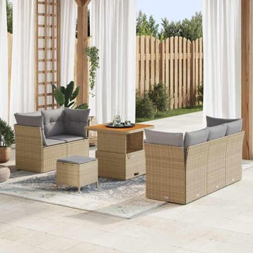 vidaXL Tuin Sofa Set 8 st 5-Aantal zitplaatsen Beige en, Verzenden, Nieuw, 8 zitplaatsen