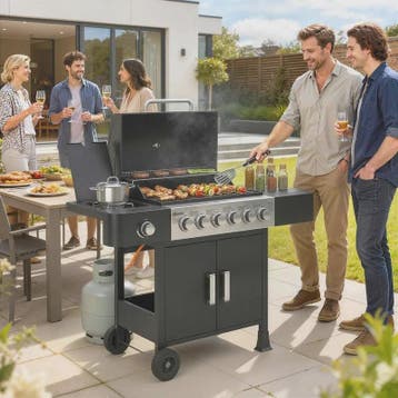 RVS Gas BBQ Grill Cart met 6+1 Branders, Zijbrander, Wielen, Verzenden, Nieuw