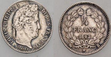1/4 Franc 1842 B Frankreich Louis Philipp 1830-1848, Verzenden