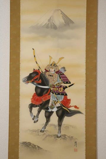 Mounted Samurai Archer with Mount Fuji - Onbekende, Antiek en Kunst