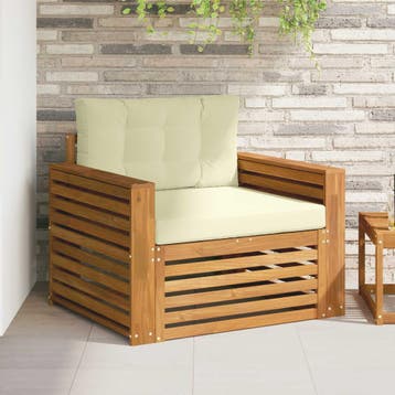 vidaXL Tuinbank Massief Acaciahout en Polyester Natuurlijk, Verzenden, Nieuw