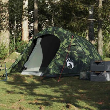 vidaXL Tunneltent 3-persoons waterdicht camouflage, Caravans en Kamperen, Verzenden, Nieuw, Tot en met 2