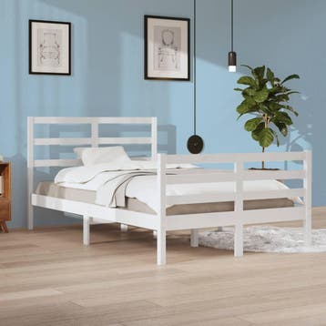vidaXL Bedframe massief grenenhout wit 120x200 cm, Huis en Inrichting, Slaapkamer | Bedden, Verzenden, Wit, Nieuw, Twijfelaar