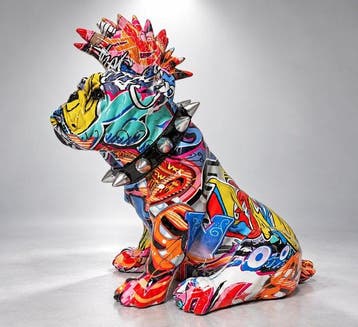 Beeld, street Art english dog with cockscomb - 29 cm -