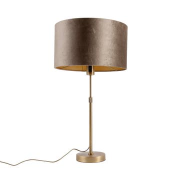 Tafellamp brons met velours kap bruin 35cm - Parte, Verzenden, Nieuw