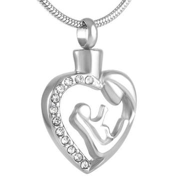 Ashanger, assieraad Moeder en Baby in hart, Overige materialen, Nieuw, Hart, Zilver